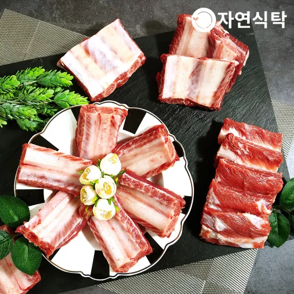  자연식탁 국내산 한돈 돼지 등갈비 3kg + 등뼈 1kg 증정 1박스