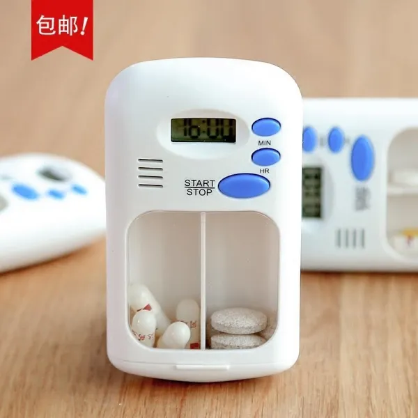 스마트 타이머 알약케이스 약통 아침 점심때 약 알람기 스마트 전자약통 시간 맞춰, 1개