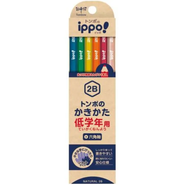 연필 연필 ippo! 저학년 드래곤 작성법 연필 2B 육각 축 일반 Pink MP-SKPW04-2B 9999993305335, One Size, ナチュラル