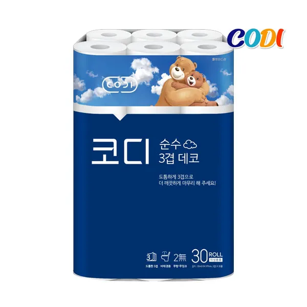 코디 순수 3겹 데코 30m 30롤 화장지 1개