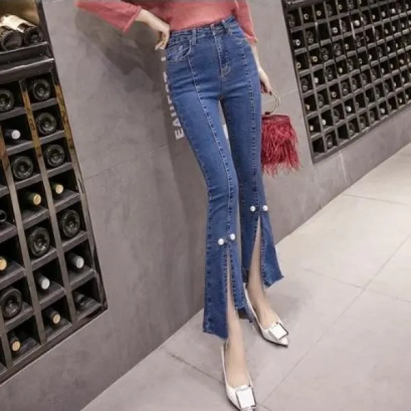머머다 머머다 여성 봄 스판 부츠컷 청바지 데님팬츠 빅사이즈19 LYJ19 586945294797
