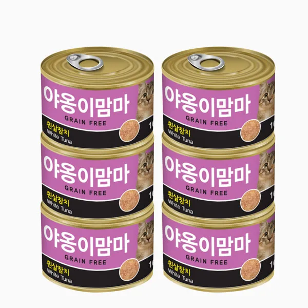 인터펫코리아 야옹이맘마 고양이간식 습식캔 흰살참치 160g x 6개