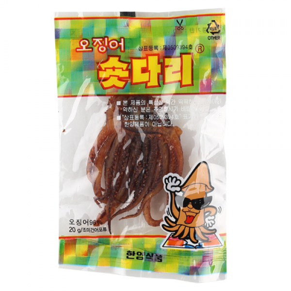 한양식품 오징어숏다리 20g 꾸이맨 굿다리 꽃보다오징어, 1개