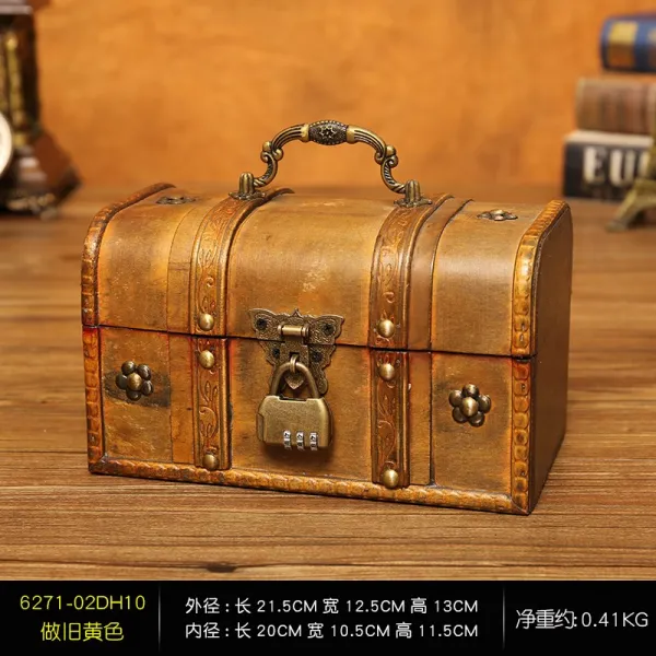 골동품 궤짝 비즈보관함 보물상자가방, 6271옐로우조합 자물쇠