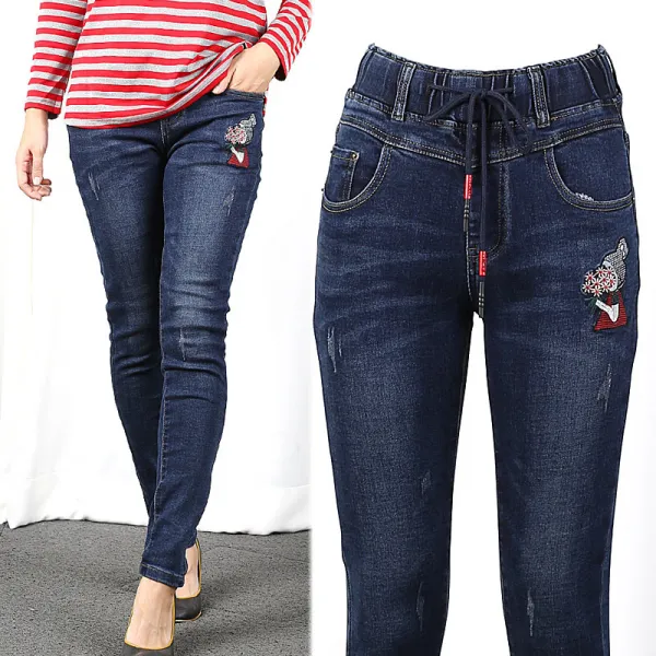 큰언니큰오빠 가을바지 청바지 밴딩팬츠 데일리룩 캐쥬얼바지 빅사이즈 춘추