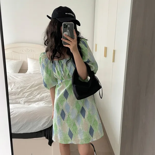 초록원피스 여름 여성의류 티 멈추다 프렌치 첫사랑 러블리 숲 스윗 작은 키 2616803080 사진 색 L사이즈