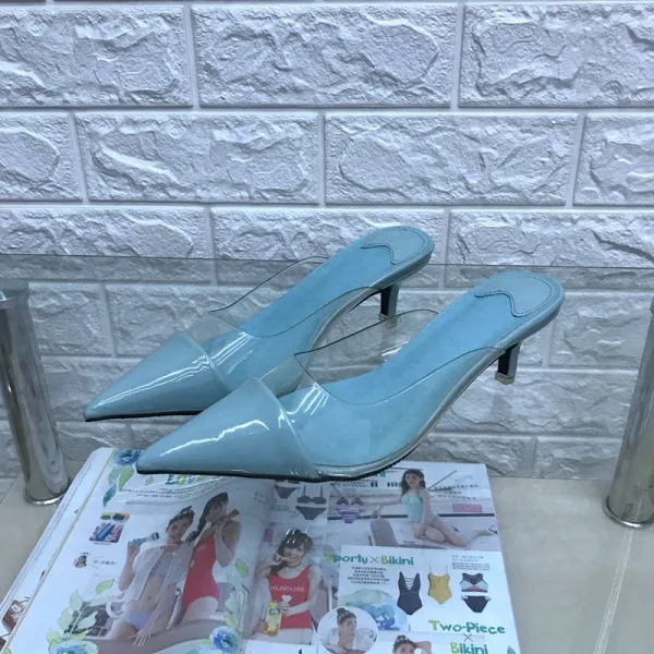 뮬 반슬리퍼 여성바깥에착용 2019여름시즌 뉴타입 셀럽 하이힐 여자굽 뾰족한 단화 코디하기쉬운 여름슬리퍼 여성