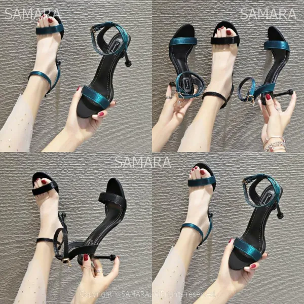 Qterra 특허브랜드 힐 여성샌들 샌들 샌달 미들굽 하이힐 일자스트랩