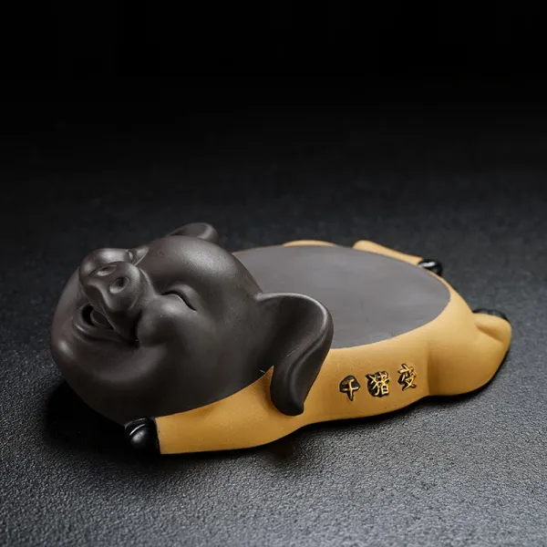 옛 망그 자사 채색 천 변복 돼지 차 총상 쿵후 컵받침 단열 매트 커버 찻주전자 뚜껑 엘로우 차