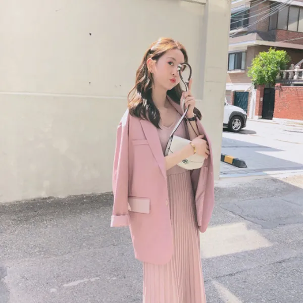 도오빠 여성 재킷 투피스 원피스 2세트 재킷+원피스 스커트 치마 패션 캐주얼 슬림 얇은 정장 데일리룩 여자 자켓 봄 여름 가을