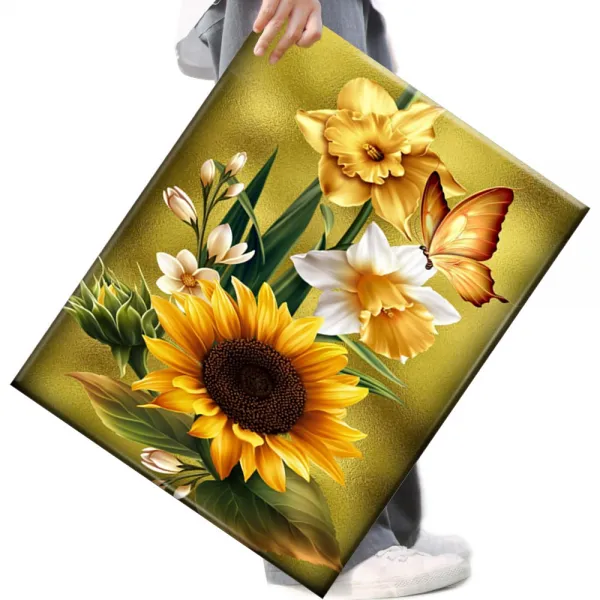 FASEN 사은품+액자 캔버스형보석십자수 DIY세트 라운드 비즈 40 X 50cm, FSE09.해바라기와 나비