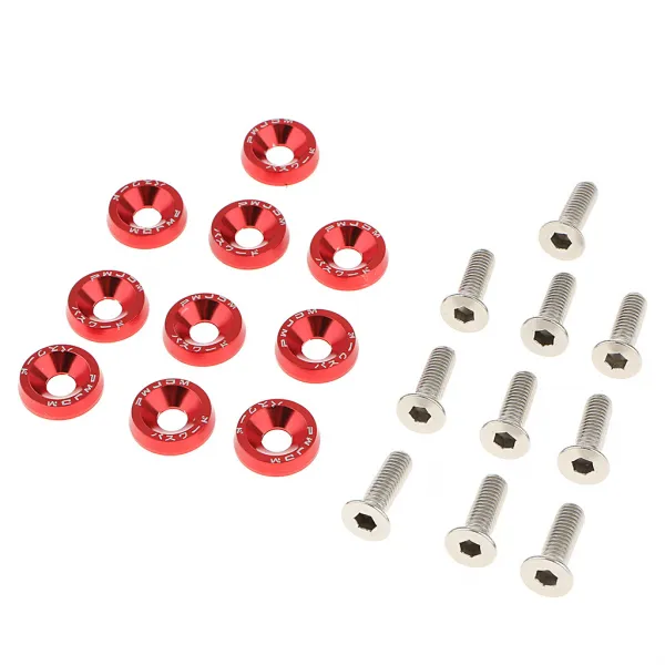 Zcd 10x Anodized Turned 알루미늄 반격 와셔 컵 헤드 스크류 가스켓 레드 설명 설명