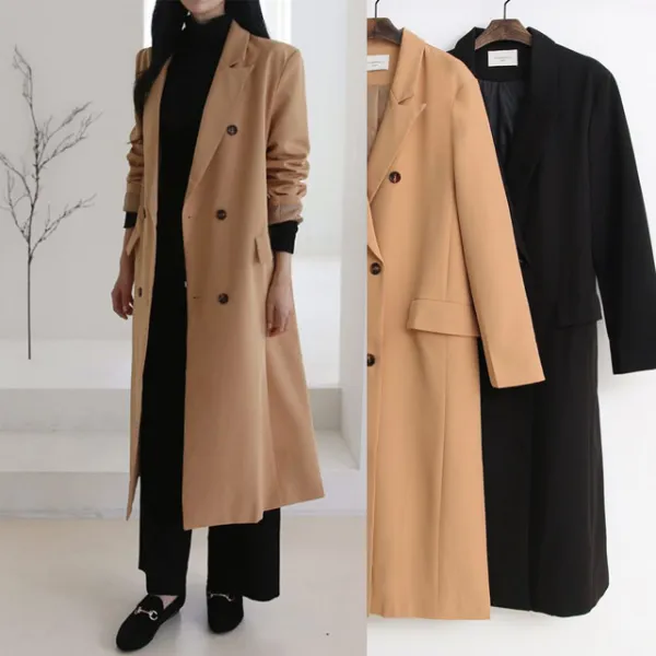 심플리투데이 여성용 더블 롱 코트 봄가을