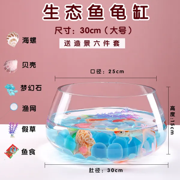 Mar.23 45번 어항유리 원형 책상 초록물배 가정용 물고기 아이디어 투명 미니 테이블 거북이 항아리Z, 4_거북이 독 드 림 스톤 6 종 세트 15 개 드 립