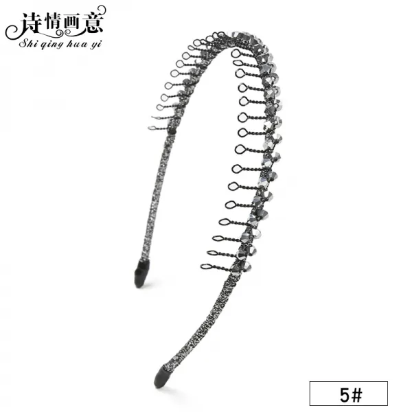헤어밴드 머리띠 여백이 외출헤어카드 다진 머리베일 심플한 한국 헤어 여단 세안 테이프 이빨 미끄럼 방, 단일옵션, 05# 실버 그레이