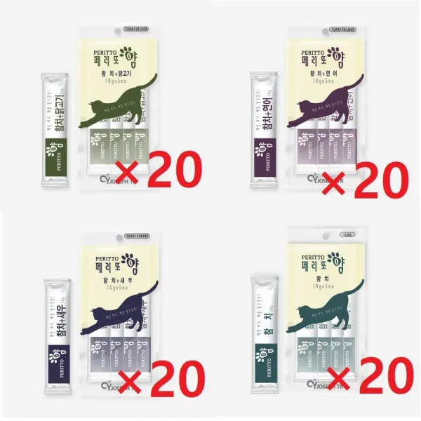 페리또얌 참치 닭고기 츄르 총 10g 100개 (10g + 5p 20개) 짜먹는 간식