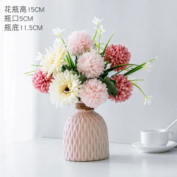 May.26 96번 거실 고급 진열대 소품 장식 플라워 시뮬레이션 고급 식탁에 올려놓은 플라스틱 드라이 플라워Z, [슈퍼 마 케 팅 패키지] 꽃 + 핑크 병.
