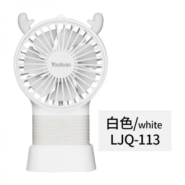우박 휴대형 선풍기 usb 충전 미니 휴대용 소형 귀여운 캐릭터 뚝뚝 작은 사무실 탁상용 정음 바람 힘 학생, 화이트 뜯어빨다 손에들고 데스크탑 2