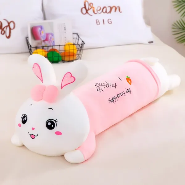 ZZJJC 뽀글이 잠자는 쿠션 롱 침대 인형보잘하다, 핑크미소[해피투게더]천]