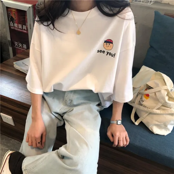 리더스타 여성 루즈핏 반팔 티셔츠