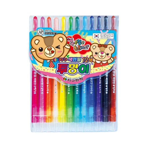  아주문구도매상 Transparent Colored Pencils 지구 투명이 색연필 12세트입1갑 지구 투명이 색연필 12색 샤프식 