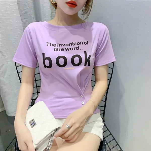 스위트영 숏판보이핏 볼륨 풀 면 반팔티셔츠 여성 몸을 의탁함 허리보정 체피투성이 유럽 상품 속적삼 여름