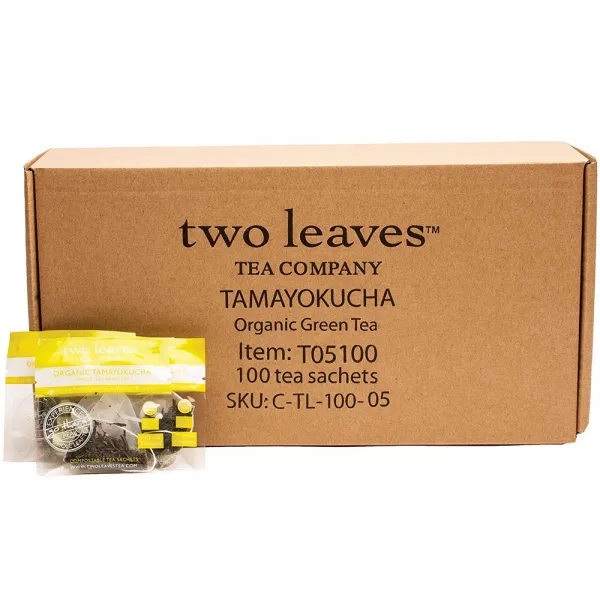 Two Leaves and a Bud 유기농 Tamayokucha 녹차티백 100개 피라미드 향 주머니팩 유기 전 리프 온건파 카페인 녹차 핫 우유 설탕 꿀 평원 아이스, 선택, 상세설명참조