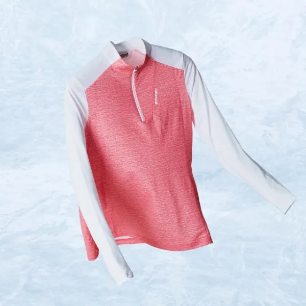 라푸마 여성 19ss 프리종 Frisson 핑크 멜란지 배색 냉감 긴팔 집업 폭염 티셔츠 Lfts9b301p2