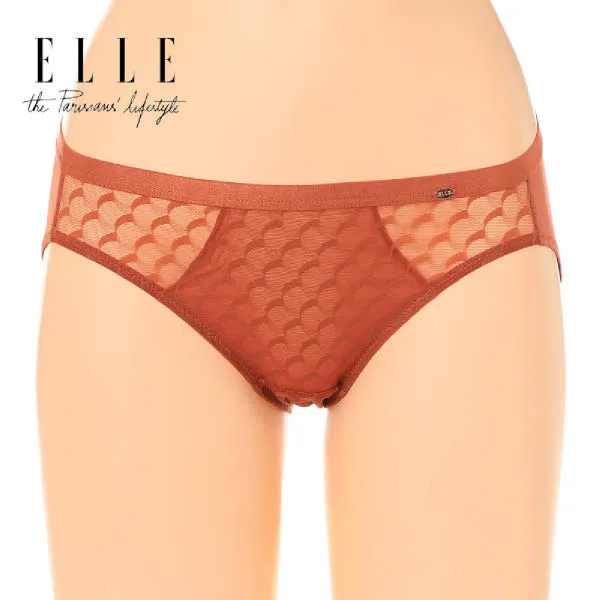  현대백화점 Elle 엘르이너웨어 브라운 물결쟈가드 딥브이 삼각팬티 Epp10025 