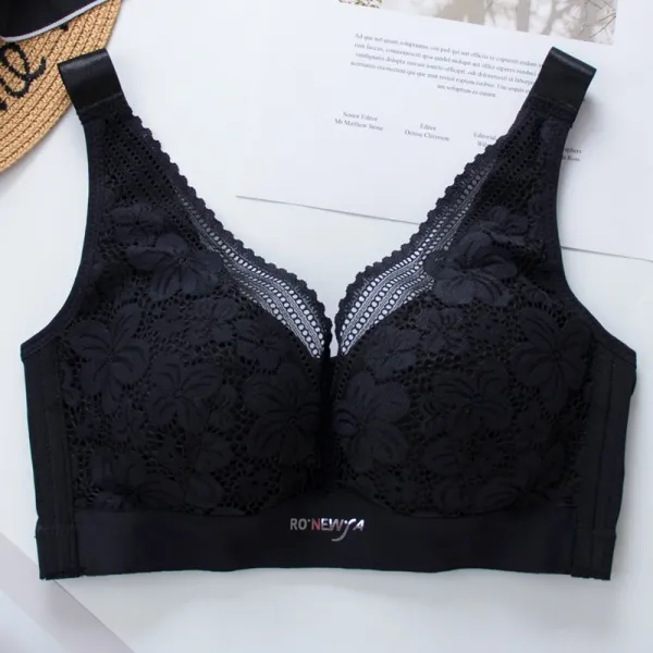 브라 90d가벼운 와이어리스 통기 깊이 V심플 글래머용 작아보이는 풀컵 구멍 내복