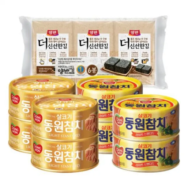 [동원]살코기150g*4캔+금메달참치150g*4캔+더신선한김 6봉(증정), 1개