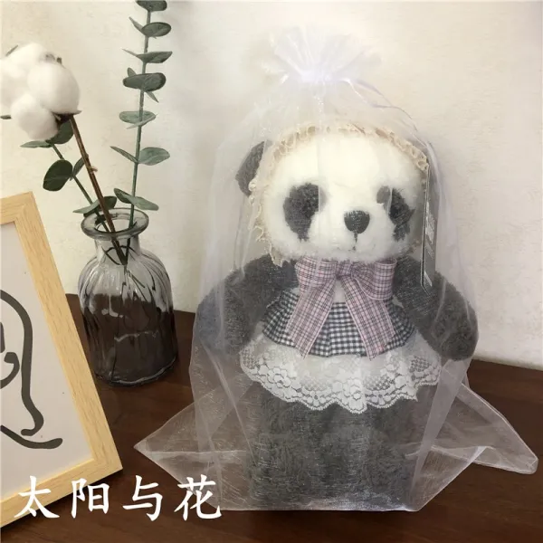 INS 큐트 소녀마음 맹물 돼지 곰돌이 고양이 털 피규어 봉제인형 여성, 35 센치, 레이스 라인 망사형 팬더