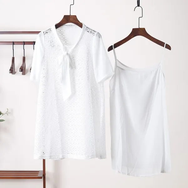 Redlifo 빅사이즈 펀칭 레이스 원피스 항전꽃리본끈 펀칭스빅사이즈원피스20하계신상품0