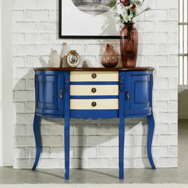 베리카 엔틱 빈티지 블루 반달콘솔 단품