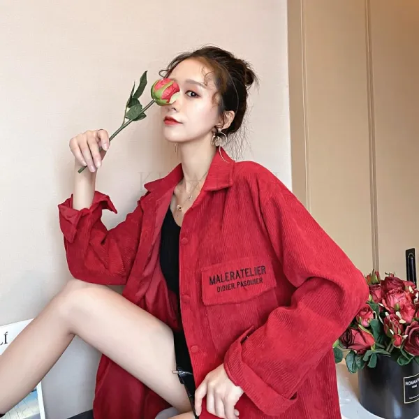 kirahosi 트렌디 코듀로이 셔츠 여 봄 긴팔 트렌디 146호+덧신증정 CO24satl