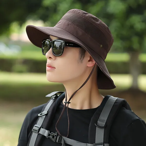 (남생어부호외낚시 등산모자 하천 남녀차양 모자 모래 비치 선탠 후드 무자 커피색 균등식 중년 56년 59cm))(4451)