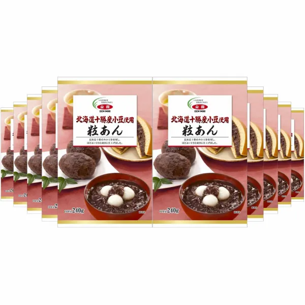 全農 北海道十勝産小豆使用 粒あん 240g×10個 전농 홋카이도 토카 치산 팥 사용 알갱이 팥고물 240g × 10 개, 1