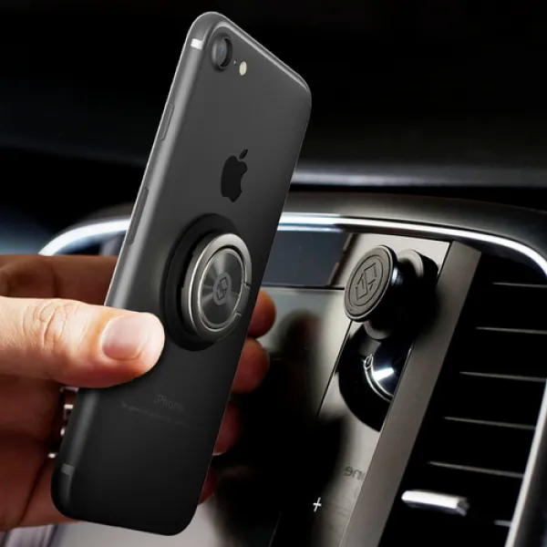  바보사랑 신지모루 신개념 링 차량용 핸드폰 거치대 1개 링고+링고배꼽_블랙