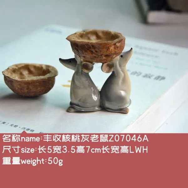 인터프라자 새해 쥐새끼 큐티 템 띠동갑 디어 미니 마이크로 경관 피규어 장식 선물 생일 발렌타인데이, 호두 그레이 쥐하이 7cm