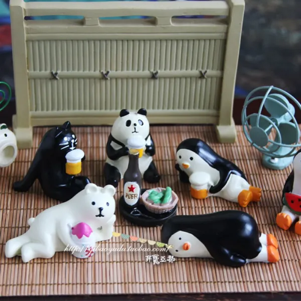 해외직구 흰 곰 펭귄 일본 동물들 피서 Decol zakka 수지 손 다섯개의 사무용 차량용 장식품 배송비 무료한 데님이, 풀세트 10피스 송죽석(길이 20cm)