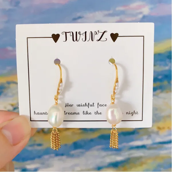 제이와이트레이더스 진주귀걸이를 TWINZ 내버려 두다 마릴린 오리지널제작 디자인 고궬 감각 18K 골드 아름다워지다 태슬