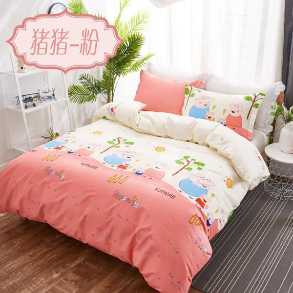 이불커버 단벌 순면 200x230싱글 1.5m여성핑크 1.8x2.0미터 봄여름 싱글더블, C09-돼지-핑크
