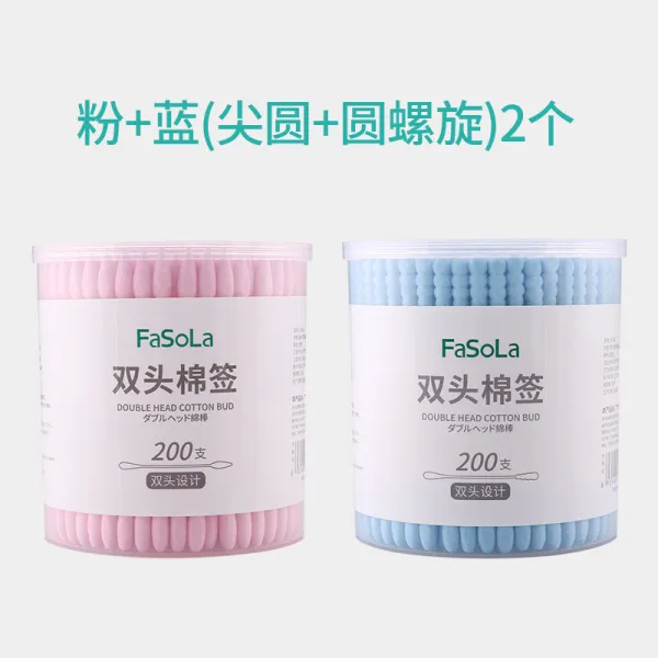 파솔라 일회용 면봉 더블 탈지 화장 귀지를 파면 봉 클렌징, 면봉 핑크 미백 사자 블루 원꼬임