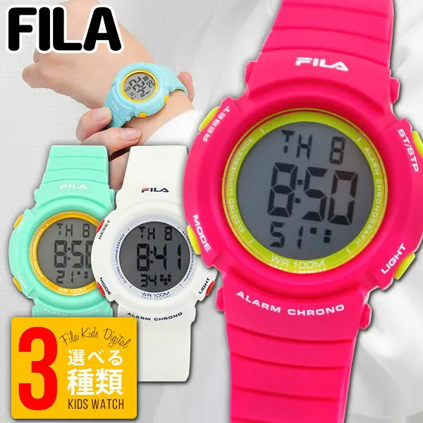 fila 필라델피아 시계 여사 시계 운동 10 기압 방수 시계 여자 초등학교 디지털 달력 경광등 외출 운동 달리기 핑크색 초등학교 생일 여자 어머니 날 선물