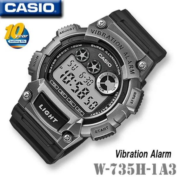 CASIO W-735H-1A3카시오 STANDARD표준 디지털 남성 시계 검정 블랙×실버(국내 미발 매음]해외 모델**