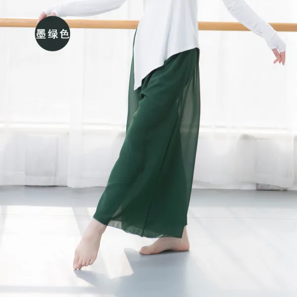 Mar.20 156번 클래식 안무 연습복 여중 차이나 민속춤 현대무용 시폰 찰랑찰랑 와이드 팬츠 신운 무용 팬츠여름z 평균 사이즈 검푸른 색