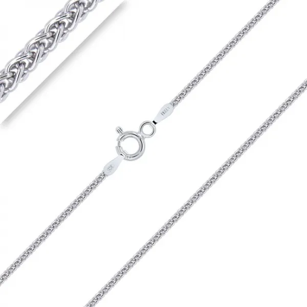 Planetys 925 순은 로듐 끝 마무리 Spiga 밀 사슬 목걸이 1.4 Mm 폭 22 인치