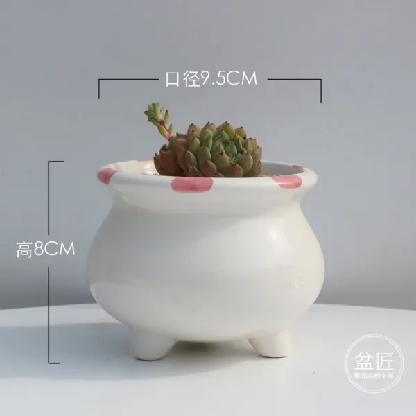 설탕프림기 핑크 소녀 씨리즈 자재화 다육 화분 세라믹 작은꽃 바가지 식물 무늬펀칭기 용기, T08-방년 기하학, C01-7-9cm