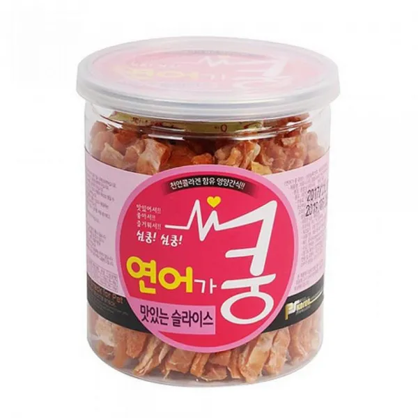 도매플레이스 연어 슬라이스 스낵 200g 애견 건강 사사미 간식 강아지 건조간식 육포, 1