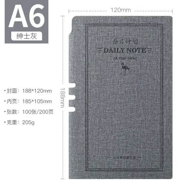 메모,노트기능 2022 년 PLANNER 일정표 A6 큐트 타임 샤프트 미니 휴대 이틀에 페이지 365 4574688692, 그레이 -업그레이드 펜 꽂다 타입